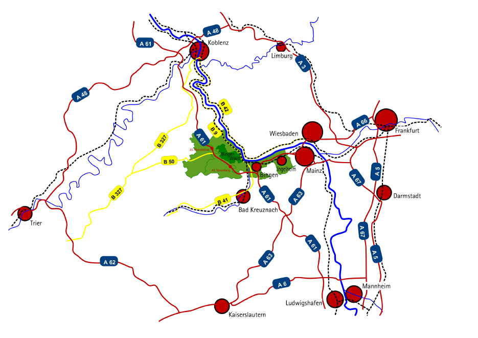 Abfahrten A61: Rheinböllen oder Stromberg